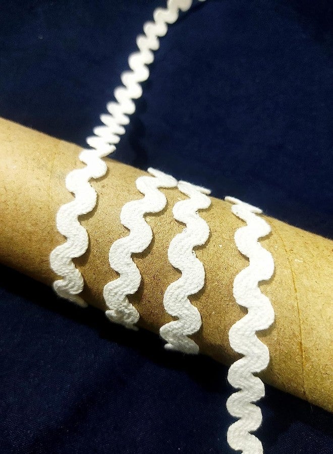 Mezin Snake Zigzag Lace Border for Dress, Kurtis, Dupatta, Bag, Craft and Decorations (18 Mtr, White) - Image 1